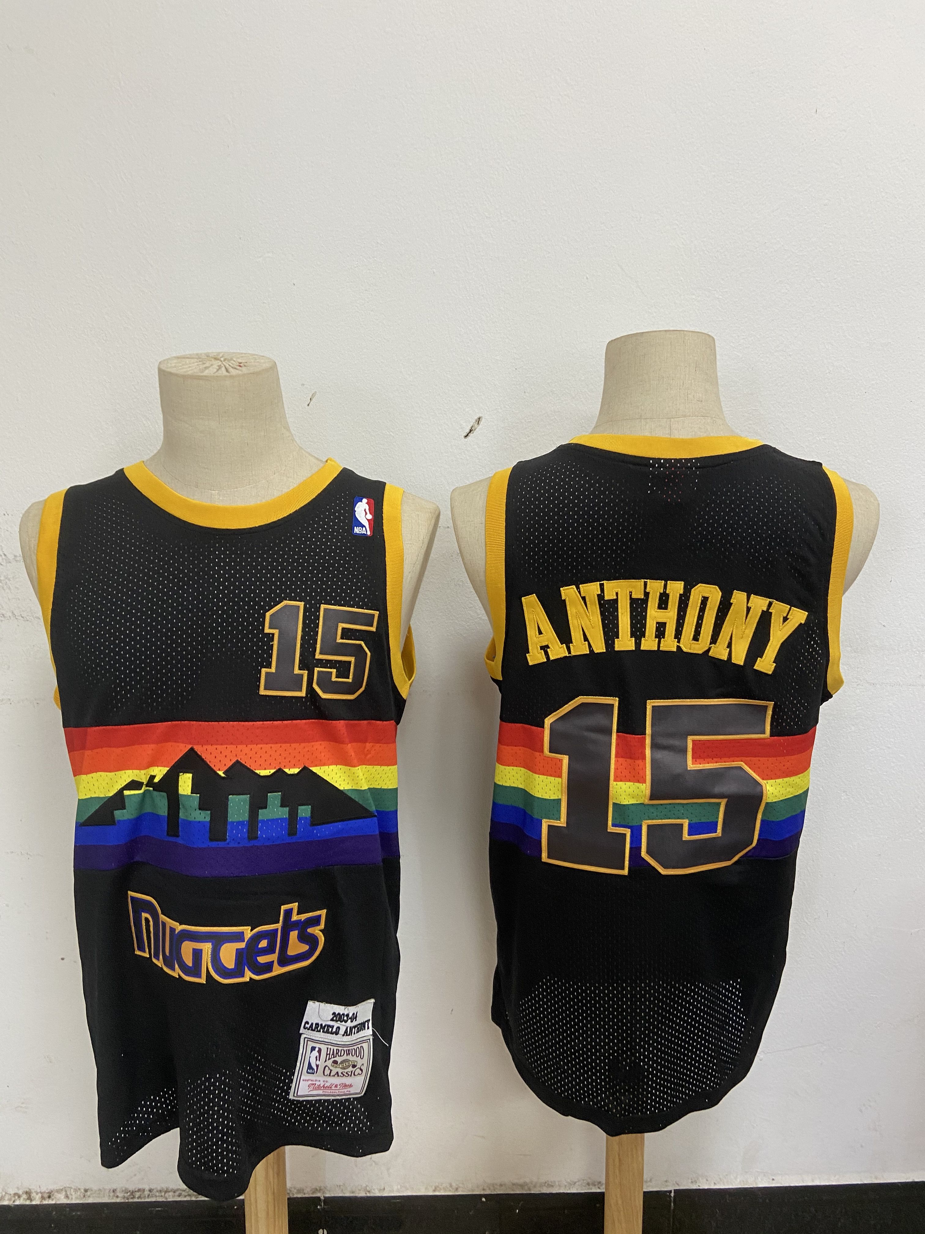 Men Denver Nuggets #15 Anthony Black mesh Throwback NBA Jerseys->denver nuggets->NBA Jersey